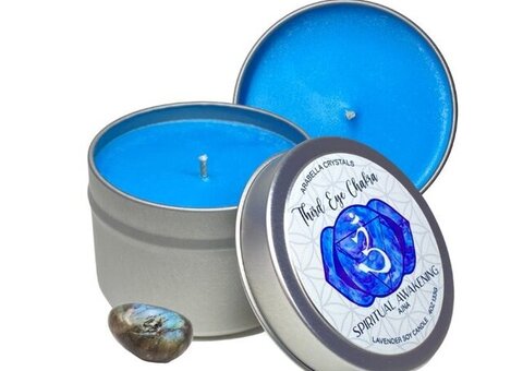 Third Eye Chakra Candle with Crystal