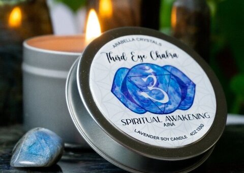 Third Eye Chakra Candle with Crystal
