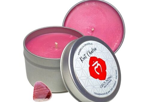 Root Chakra Candle with Crystal