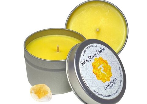 Solar Plexus Chakra Candle with Crystal